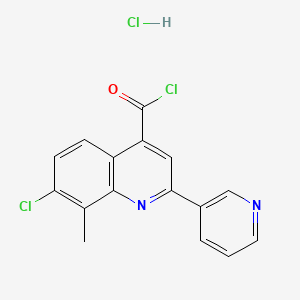 molecular formula C16H11Cl3N2O B1426749 7-Chloro-8-methyl-2-(pyridin-3-yl)quinoline-4-carbonyl chloride hydrochloride CAS No. 1332529-38-0