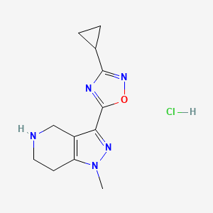 molecular formula C12H16ClN5O B1426766 3-(3-环丙基-1,2,4-恶二唑-5-基)-1-甲基-4,5,6,7-四氢-1H-吡唑并[4,3-c]吡啶盐酸盐 CAS No. 1332529-27-7