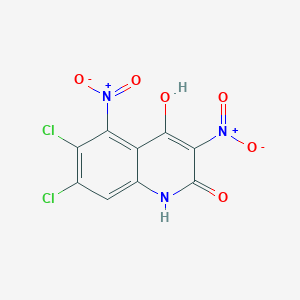 molecular formula C9H3Cl2N3O6 B14267703 6,7-Dichloro-4-hydroxy-3,5-dinitroquinolin-2(1H)-one CAS No. 158787-39-4