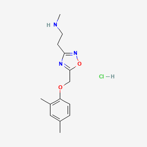 molecular formula C14H20ClN3O2 B1426776 (2-{5-[(2,4-Dimethylphenoxy)methyl]-1,2,4-oxadiazol-3-yl}ethyl)methylamine hydrochloride CAS No. 1332528-83-2