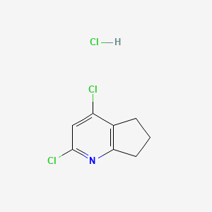 molecular formula C8H8Cl3N B1426788 2,4-Dichloro-6,7-dihydro-5H-cyclopenta[b]pyridine hydrochloride CAS No. 1187830-87-0
