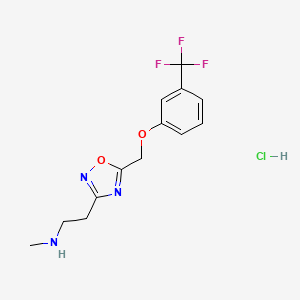 molecular formula C13H15ClF3N3O2 B1426789 N-methyl-2-(5-{[3-(trifluoromethyl)phenoxy]methyl}-1,2,4-oxadiazol-3-yl)ethanamine hydrochloride CAS No. 1332528-85-4