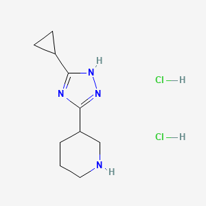 molecular formula C10H18Cl2N4 B1426790 3-(5-环丙基-4H-1,2,4-三唑-3-基)哌啶二盐酸盐 CAS No. 1332530-88-7