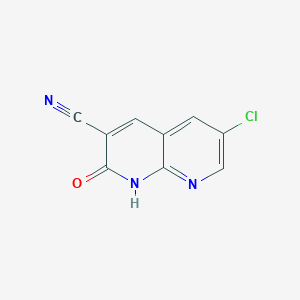 molecular formula C9H4ClN3O B1426791 6-クロロ-2-ヒドロキシ-1,8-ナフチリジン-3-カルボニトリル CAS No. 1330583-66-8