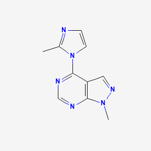 molecular formula C10H10N6 B1426872 2-甲基-1-{1-甲基-1H-吡唑并[3,4-d]嘧啶-4-基}-1H-咪唑 CAS No. 1328260-83-8