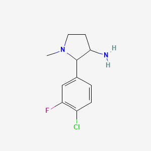 molecular formula C11H14ClFN2 B1426884 2-(4-Chloro-3-fluorophenyl)-1-methylpyrrolidin-3-amine CAS No. 1340454-17-2