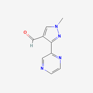 molecular formula C9H8N4O B1426888 1-甲基-3-(吡嗪-2-基)-1H-吡唑-4-甲醛 CAS No. 1340455-25-5