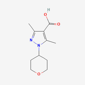 molecular formula C11H16N2O3 B1426891 3,5-二甲基-1-(四氢-2H-吡喃-4-基)-1H-吡唑-4-羧酸 CAS No. 1342464-27-0