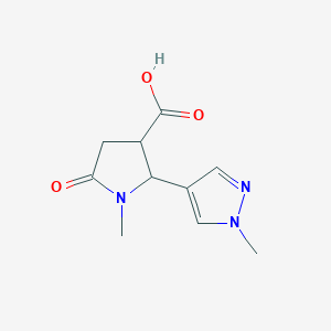 molecular formula C10H13N3O3 B1426892 1-methyl-2-(1-methyl-1H-pyrazol-4-yl)-5-oxopyrrolidine-3-carboxylic acid CAS No. 1339159-33-9