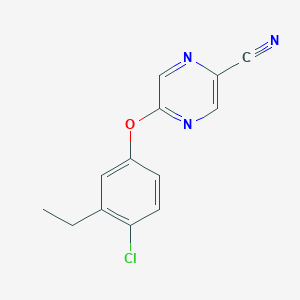 molecular formula C13H10ClN3O B1426900 5-(4-Chloro-3-ethylphenoxy)pyrazine-2-carbonitrile CAS No. 1394791-54-8