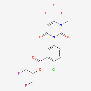 molecular formula C16H12ClF5N2O4 B14269497 Benzoic acid, 2-chloro-5-(3,6-dihydro-3-methyl-2,6-dioxo-4-(trifluoromethyl)-1(2H)-pyrimidinyl)-, 2-fluoro-1-(fluoromethyl)ethyl ester CAS No. 133762-98-8