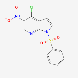 molecular formula C13H8ClN3O4S B1426993 4-氯-5-硝基-1-(苯磺酰基)-1H-吡咯并[2,3-B]吡啶 CAS No. 1245649-52-8