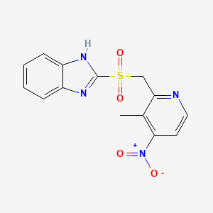 molecular formula C14H12N4O4S B1427034 2-(((3-Methyl-4-nitropyridin-2-yl)methyl)sulfonyl)-1H-benzo[d]imidazole CAS No. 1187926-85-7