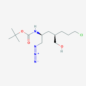 molecular formula C13H25ClN4O3 B1427047 氨基甲酸，N-[(1S,3R)-1-(叠氮甲基)-6-氯-3-(羟甲基)己基]-, 1,1-二甲基乙酯 CAS No. 1013937-97-7