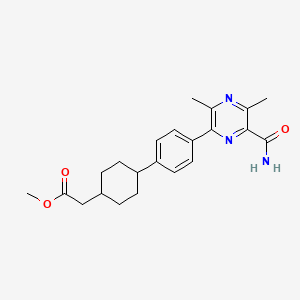 molecular formula C22H27N3O3 B1427102 反式-4-[4-[6-(氨基羰基)-3,5-二甲基-2-吡嗪基]苯基]环己烷乙酸甲酯 CAS No. 1166831-68-0