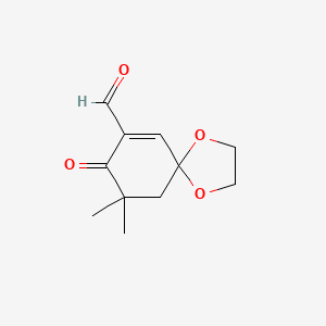 molecular formula C11H14O4 B14271544 9,9-Dimethyl-8-oxo-1,4-dioxaspiro[4.5]dec-6-ene-7-carbaldehyde CAS No. 134409-09-9