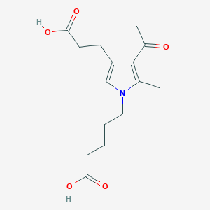 molecular formula C15H21NO5 B14271735 5-[3-Acetyl-4-(2-carboxyethyl)-2-methyl-1H-pyrrol-1-yl]pentanoic acid CAS No. 138399-16-3