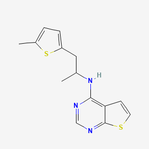 molecular formula C14H15N3S2 B1427188 N-[1-(5-甲硫代苯-2-基)丙-2-基]噻并[2,3-d]嘧啶-4-胺 CAS No. 1379051-17-8