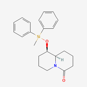 molecular formula C22H27NO2Si B14271999 (9R,9aR)-9-{[Methyl(diphenyl)silyl]oxy}octahydro-4H-quinolizin-4-one CAS No. 185099-09-6