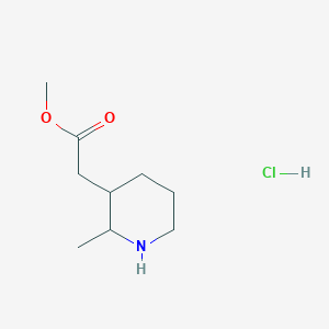 molecular formula C9H18ClNO2 B14272210 Methyl 2-(2-methylpiperidin-3-yl)acetate;hydrochloride CAS No. 183786-07-4