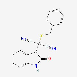 (Benzylsulfanyl)(2-oxo-2,3-dihydro-1H-indol-3-yl)propanedinitrile