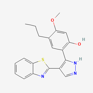 molecular formula C20H19N3O2S B14272360 6-[4-(1,3-Benzothiazol-2-yl)-1,2-dihydro-3H-pyrazol-3-ylidene]-3-methoxy-4-propylcyclohexa-2,4-dien-1-one CAS No. 136507-02-3