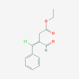 molecular formula C13H13ClO3 B14272379 Ethyl 4-chloro-3-formyl-4-phenylbut-3-enoate CAS No. 136343-83-4