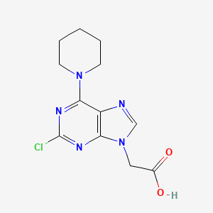 molecular formula C12H14ClN5O2 B1427238 2-(2-氯-6-(哌啶-1-基)-9H-嘌呤-9-基)乙酸 CAS No. 1383626-14-9