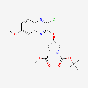 molecular formula C20H24ClN3O6 B1427275 1,2-吡咯烷二甲酸，4-[(3-氯-7-甲氧基-2-喹喔啉基)氧基]-, 1-(1,1-二甲基乙基) 2-甲基酯，(2S,4R)- CAS No. 1206524-79-9