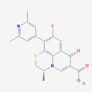 molecular formula C20H17FN2O3S B14273258 (2R)-6-(2,6-dimethylpyridin-4-yl)-7-fluoro-2-methyl-10-oxo-4-thia-1-azatricyclo[7.3.1.05,13]trideca-5(13),6,8,11-tetraene-11-carboxylic acid CAS No. 155905-39-8