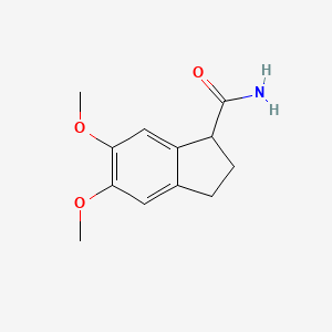 molecular formula C12H15NO3 B14273342 5,6-Dimethoxy-2,3-dihydro-1H-indene-1-carboxamide CAS No. 130489-92-8