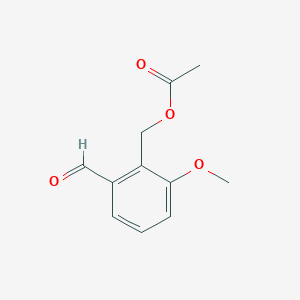 molecular formula C11H12O4 B14273356 Benzaldehyde, 2-[(acetyloxy)methyl]-3-methoxy- CAS No. 130662-46-3