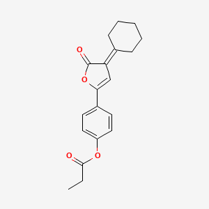 molecular formula C19H20O4 B14273430 2(3H)-Furanone, 3-cyclohexylidene-5-[4-(1-oxopropoxy)phenyl]- CAS No. 137174-68-6