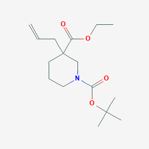 molecular formula C16H27NO4 B1427356 1-Boc-3-烯丙基哌啶-3-羧酸乙酯 CAS No. 374795-32-1