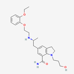 molecular formula C25H35N3O4 B1427417 (R)-5-[2-[[2-(2-ethoxyphenoxy)-ethyl]amino]propyl]-1-(3-hydroxypropyl)-2,3-dihydro-1H-indole-7-carboxamide CAS No. 239463-74-2