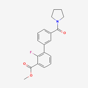 molecular formula C19H18FNO3 B1427428 2-氟-3'-(吡咯烷-1-羰基)-[1,1'-联苯]-3-羧酸甲酯 CAS No. 1381944-51-9