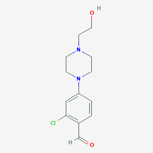 molecular formula C13H17ClN2O2 B1427431 2-氯-4-[4-(2-羟乙基)哌嗪]苯甲醛 CAS No. 1381944-80-4