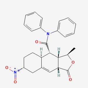 molecular formula C26H26N2O5 B1427484 (3R,3aS,4S,4aS,7R,9aR)-3-Methyl-7-nitro-1-oxo-N,N-diphenyl-1,3,3a,4,4a,5,6,7,8,9a-decahydronaphtho[2,3-c]furan-4-carboxamide CAS No. 900186-72-3