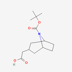 molecular formula C14H23NO4 B1427486 2-{8-[(Tert-butoxy)carbonyl]-8-azabicyclo[3.2.1]octan-3-yl}acetic acid CAS No. 1375471-83-2