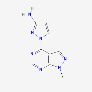 molecular formula C9H9N7 B1427535 1-{1-methyl-1H-pyrazolo[3,4-d]pyrimidin-4-yl}-1H-pyrazol-3-amine CAS No. 1249992-26-4