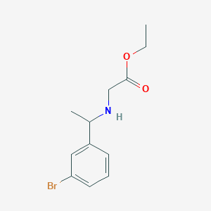 molecular formula C12H16BrNO2 B1427607 Ethyl 2-{[1-(3-bromophenyl)ethyl]amino}acetate CAS No. 1183967-62-5