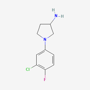 molecular formula C10H12ClFN2 B1427643 1-(3-Chloro-4-fluorophenyl)pyrrolidin-3-amine CAS No. 1181309-35-2