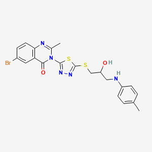 4(3H)-Quinazolinone, 6-bromo-3-(5-((2-hydroxy-3-((4-methylphenyl)amino)propyl)thio)-1,3,4-thiadiazol-2-yl)-2-methyl-