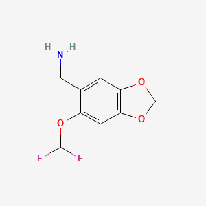 molecular formula C9H9F2NO3 B1427653 [6-(difluoromethoxy)-2H-1,3-benzodioxol-5-yl]methanamine CAS No. 1250675-73-0