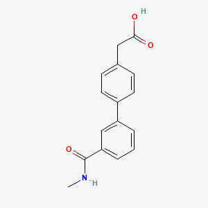 molecular formula C16H15NO3 B1427671 2-(3'-(Methylcarbamoyl)-[1,1'-biphenyl]-4-yl)acetic acid CAS No. 1375069-01-4