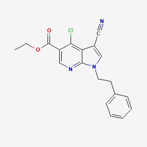 1H-Pyrrolo[2,3-b]pyridine-5-carboxylic acid, 4-chloro-3-cyano-1-(2-phenylethyl)-, ethyl ester