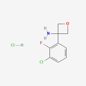 molecular formula C9H10Cl2FNO B1427735 3-(3-Chloro-2-fluorophenyl)-3-oxetanamine hydrochloride CAS No. 1386462-30-1