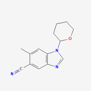 molecular formula C14H15N3O B1427746 6-methyl-1-(tetrahydro-2H-pyran-2-yl)-1H-benzo[d]imidazole-5-carbonitrile CAS No. 1407180-86-2