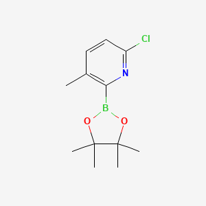 molecular formula C12H17BClNO2 B1427774 6-Chloro-3-methyl-2-(4,4,5,5-tetramethyl-1,3,2-dioxaborolan-2-YL)pyridine CAS No. 2096998-30-8