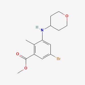 molecular formula C14H18BrNO3 B1427791 methyl 5-bromo-2-methyl-3-((tetrahydro-2H-pyran-4-yl)amino)benzoate CAS No. 1403257-49-7